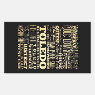 Toledo City Ohio State Typography Art Rektangulärt Klistermärke