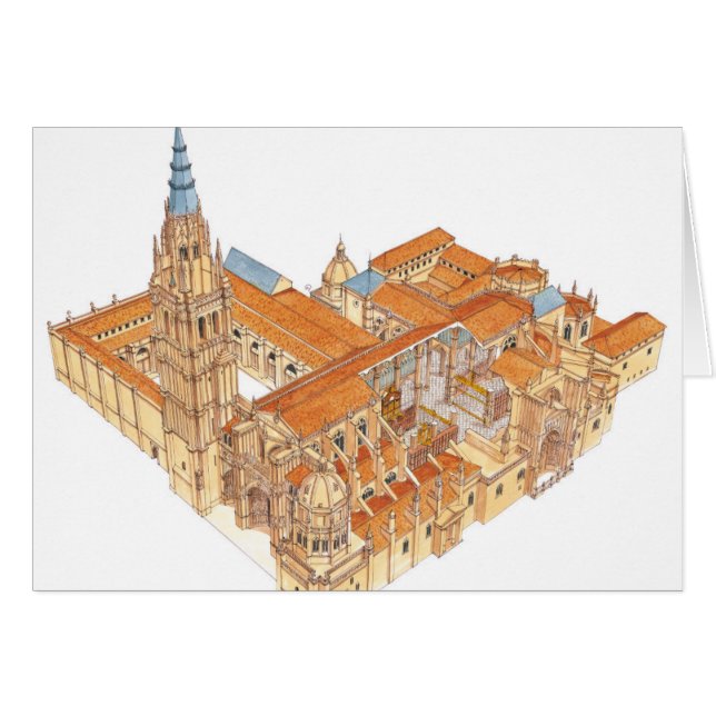 Toledo domkyrka. Spanien Hälsningskort (Framsidan Horizontal)