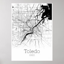 Toledo Karta - Ohio - City Karta Poster