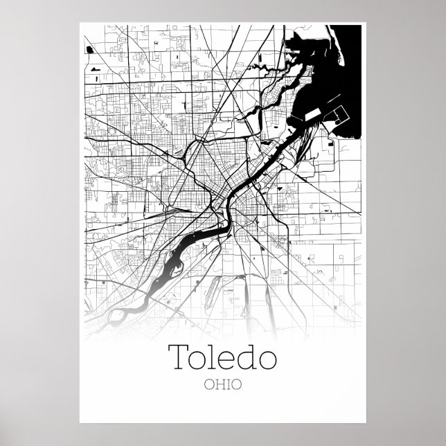 Toledo Karta - Ohio - City Karta Poster (Framsidan)