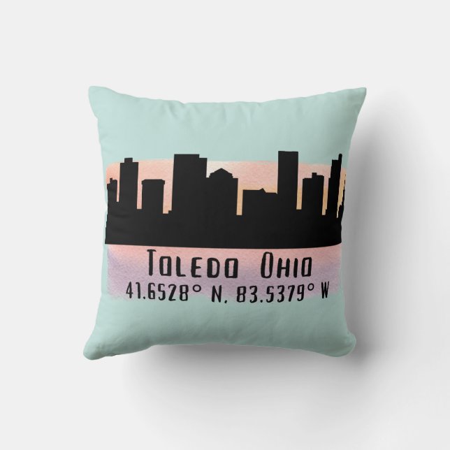 Toledo OH City Skyline Kudde (Baksida)
