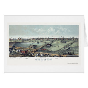 Toledo OH panorama- karta - 1876 Hälsningskort