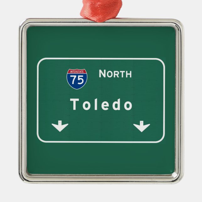 Toledo Ohio oh Interstate huvudvägmotorväg: Julgransprydnad Metall (Framsidan)