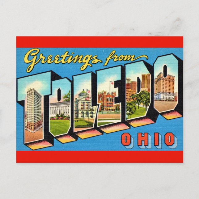 Toledo Ohio Retro-vykort Vykort (Framsida)