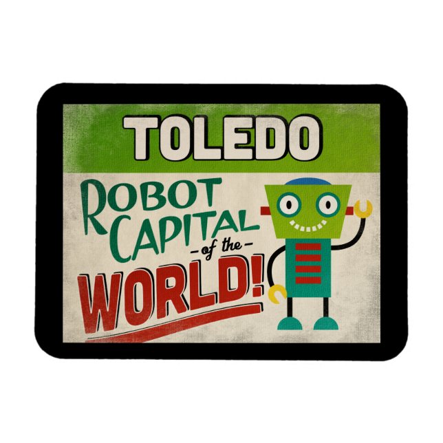Toledo Ohio Robot - Funny Vintage Magnet (Horisontell)
