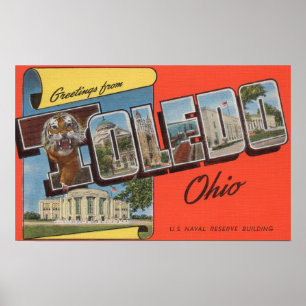 Toledo Ohio - sjö- U.S. reserverar byggnad Poster