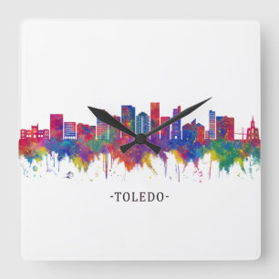 Toledo Ohio Skyline Fyrkantig Klocka