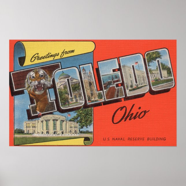 Toledo, Ohio - U.S. Naval Reserve Byggnad Poster (Framsidan)