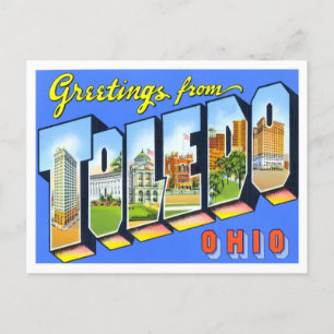 Toledo, Ohio Vintage Big Brev Postcard Vykort