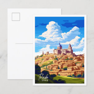 Toledo Spain Art vintage resor illustration Vykort