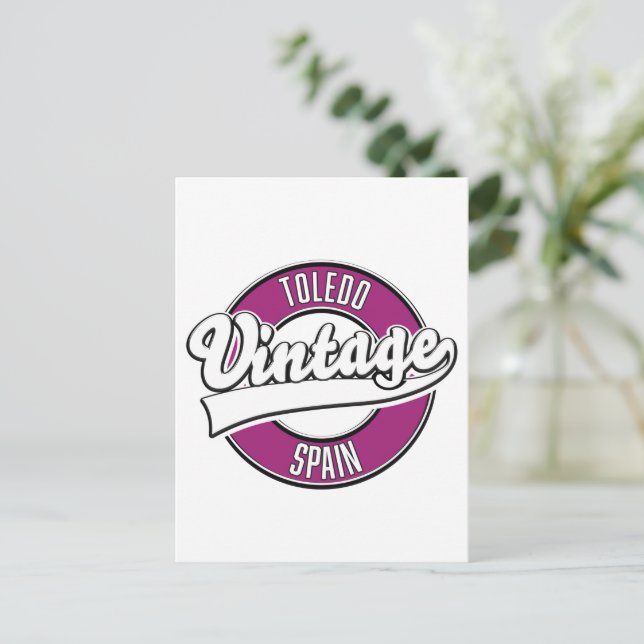 Toledo spain retro stil logotyp vykort (Stående Fram)