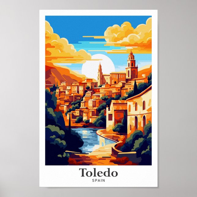 Toledo Spain Travel Vintage Illustration Poster (Framsidan)
