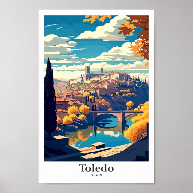 Toledo Spain Travel Vintage Illustration Poster (Framsidan)