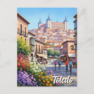 Toledo Spanien Alcázar Resor Blommor Vykort