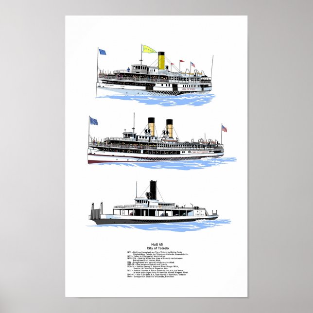 Toledos Underbara Sjöar steamer City Poster (Framsidan)