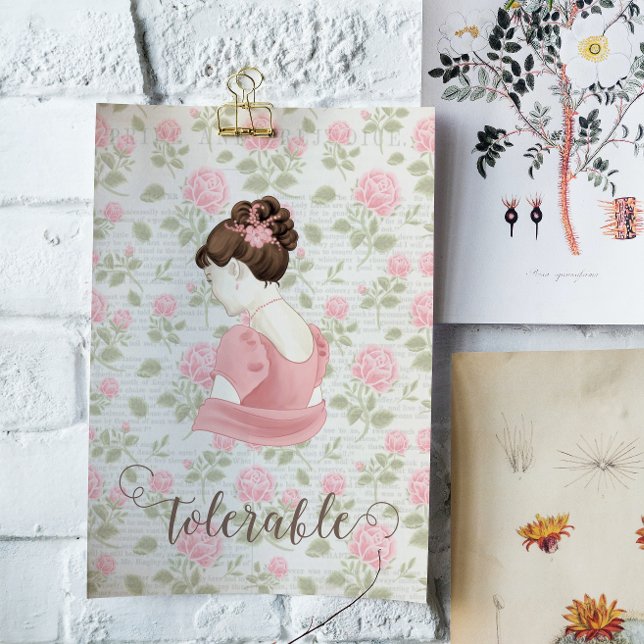 Tolerable - Jane Austen Blommigt Vintage Poster (Skapare uppladdad)