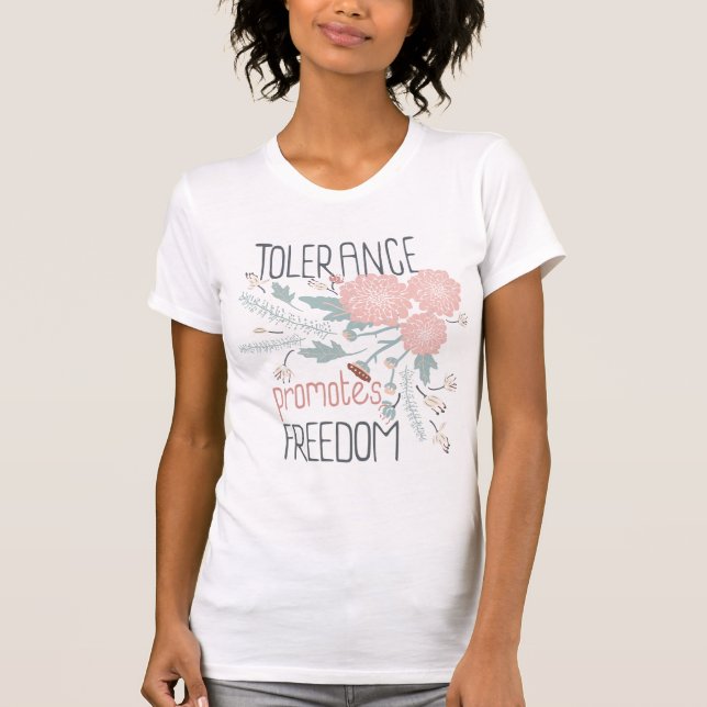 Tolerans främjar fri offertfrihet Rosa Botaniskt T Shirt (Framsida)