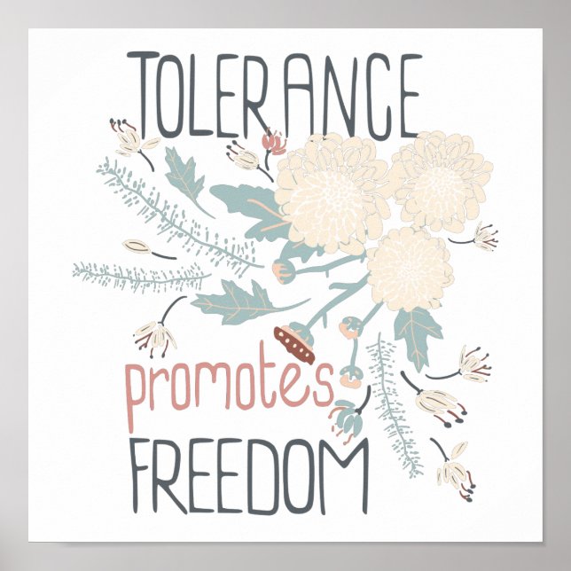 Tolerans främjar Frihet Cute Cream botaniskt Poster (Framsidan)