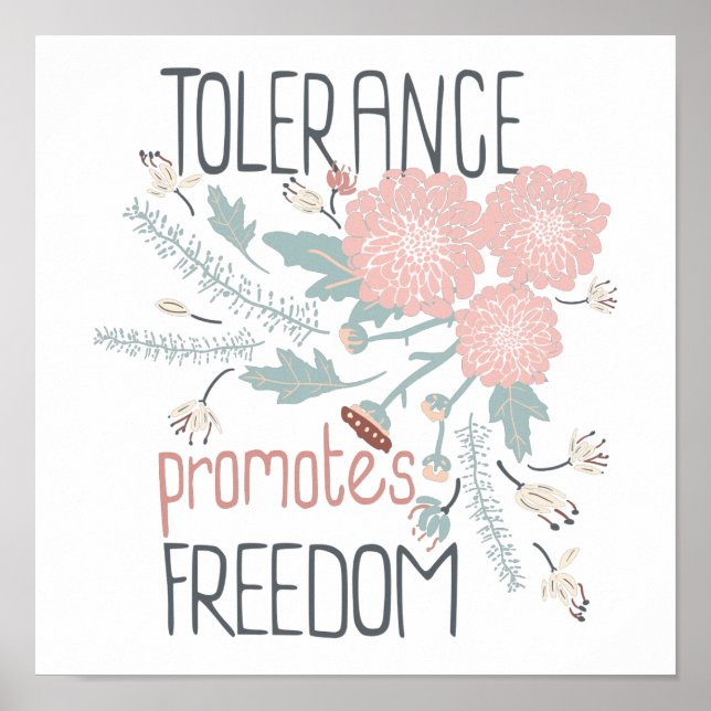 Tolerans främjar Rosa av frid och slam Poster (Framsidan)