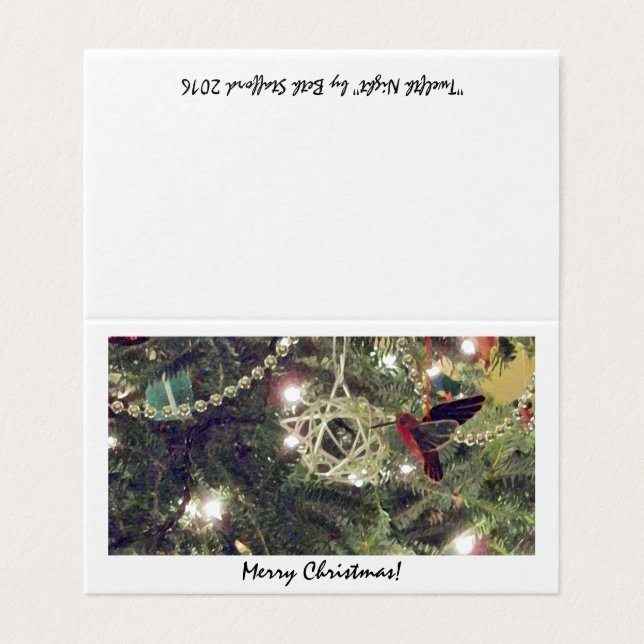 Tolfte kvällens julkort, träd-målning kort (Utsida ovikt)