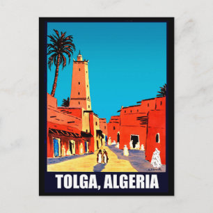 Tolga, Algeriet, stadskärna, vintage resor Vykort