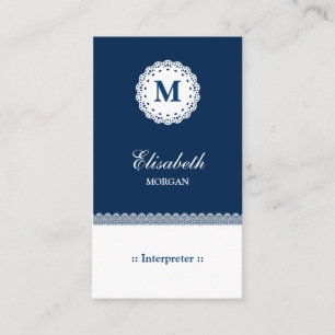 Tolk Blue White Snöre Monogram Visitkort