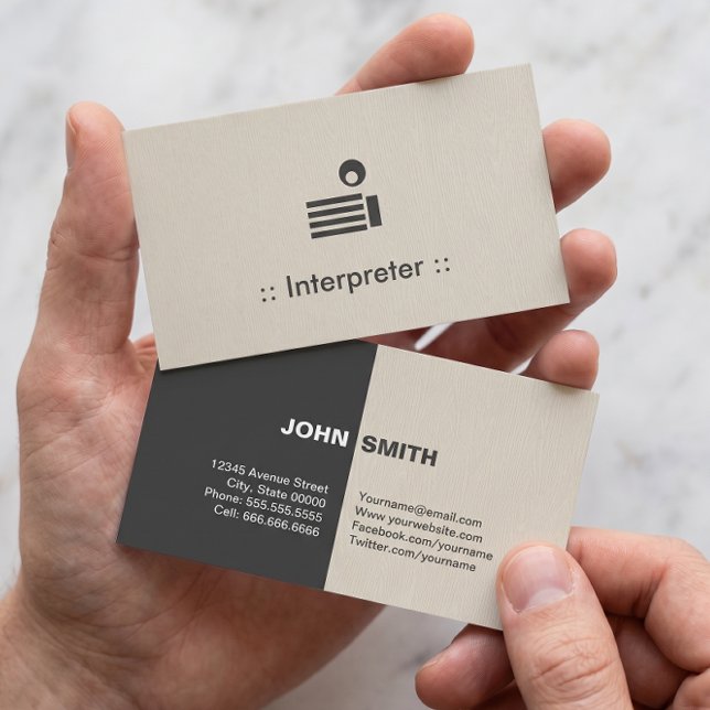 Tolk Enkel Elegant Professionell Visitkort (Skapare uppladdad)