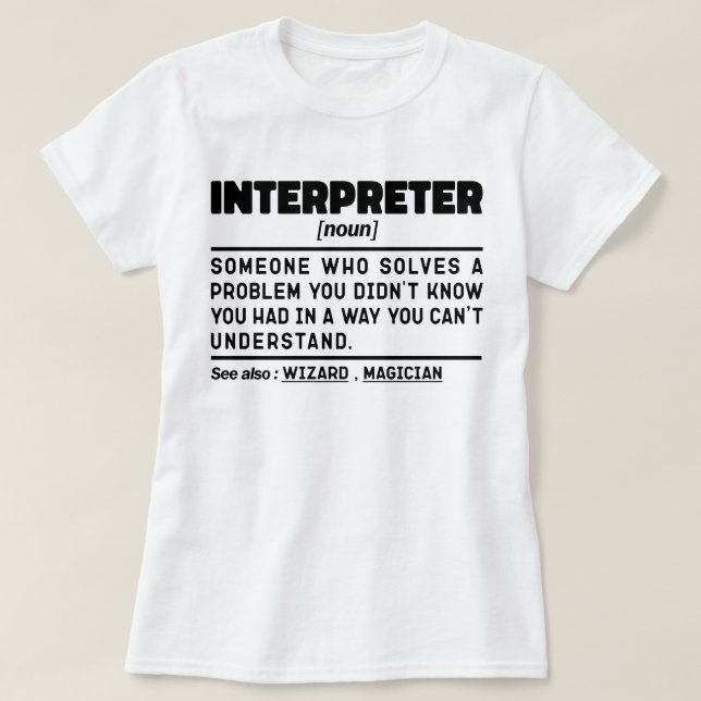 Tolk Noun Translation Specialist Linguist T Shirt (Design framsida)