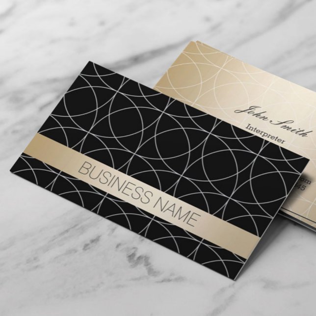 Tolkaren Luxury Black & Guld Visitkort (Skapare uppladdad)