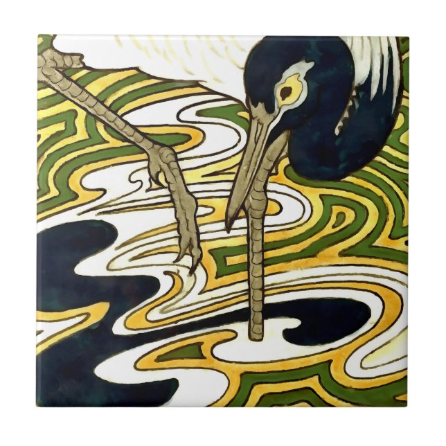 Tolkning av kran och kolumbine Neinhuis Tile Kakelplatta (Framsidan)