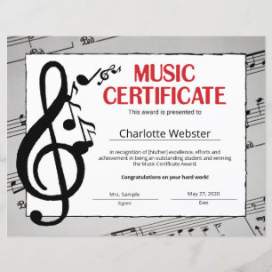 Tolkningscertifikat för musikcertifikat Student