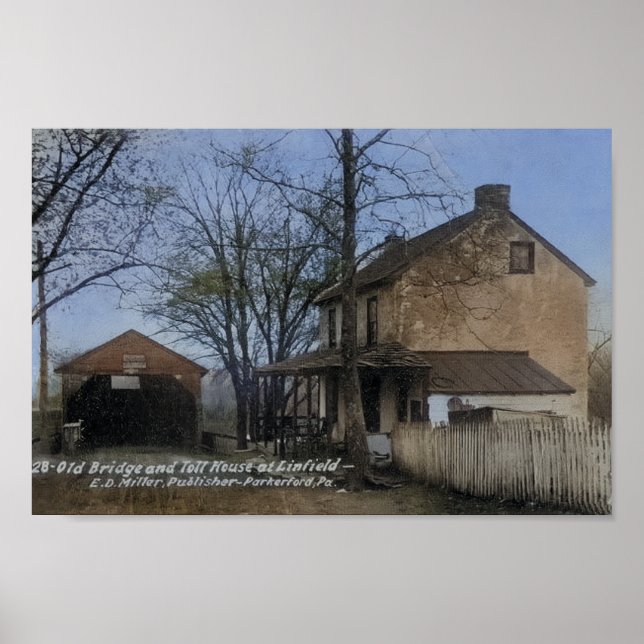 Toll House Covered Bridge Linfield PA Poster (Framsidan)