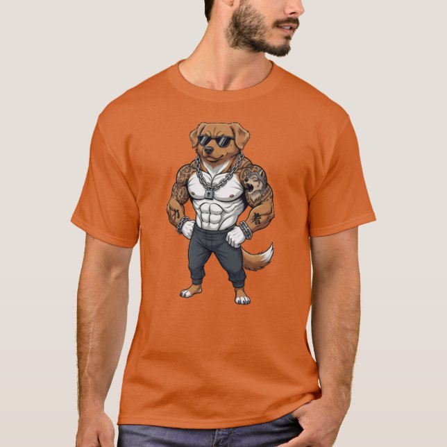 Toller Dog, muscular, tattooed, bodybuilder  T Shirt (Framsida)