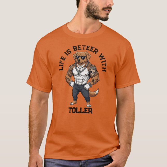 Toller Dog, muscular, tattooed, bodybuilder  T Shirt (Framsida)