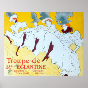 Tolouse-Lautrec Dancing Girls Gult Poster konst