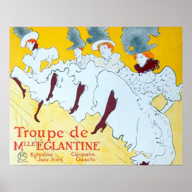 Tolouse-Lautrec Dancing Girls Gult Poster konst (Framsidan)