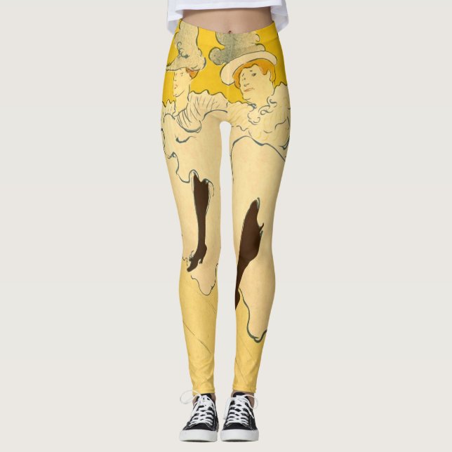 Tolouse-Lautrec Dancing Girls Yellow Poster Art Leggings (Framsida)
