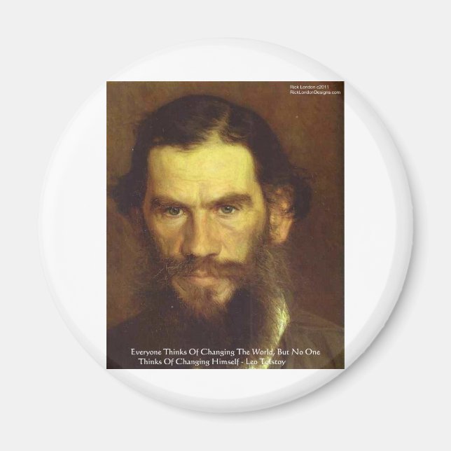 Tolstoy "Change you self" Wisdom Quote Gifts & Tee Magnet (Framsidan)