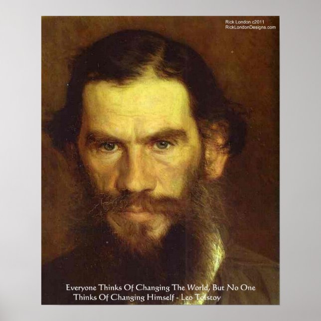 Tolstoy "Förändra dig själv" Visdoms citat Affisch (Framsidan)