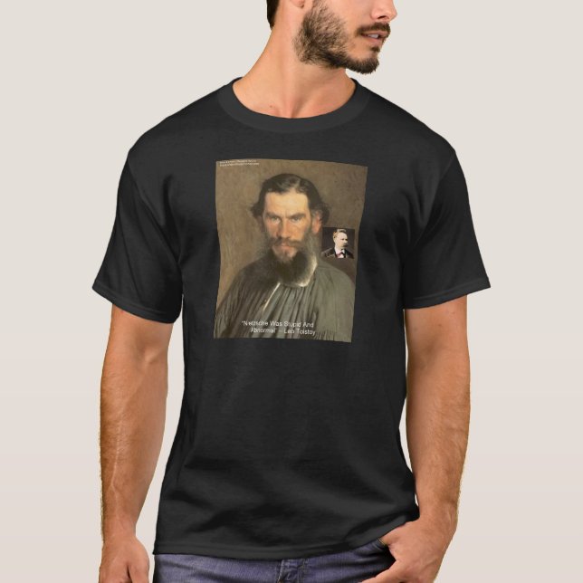 Tolstoy "Nietzsche = Dum" Citatpresent T-shirts Me (Framsida)