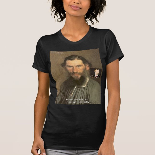 Tolstoy "Nietzsche = Dum" Citatpresenter T-shirts  (Framsida)