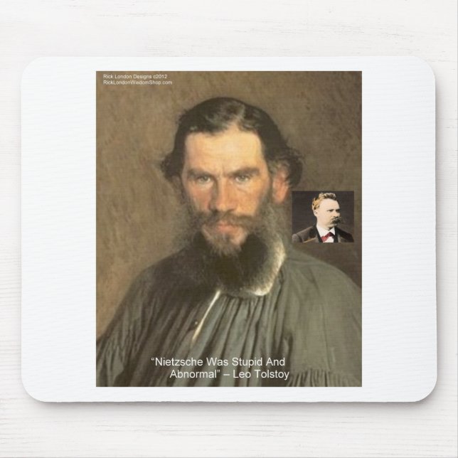 Tolstoy ’Nietzsche = Stupid’ Quote Gifts Tees Etc Musmatta (Framsidan)