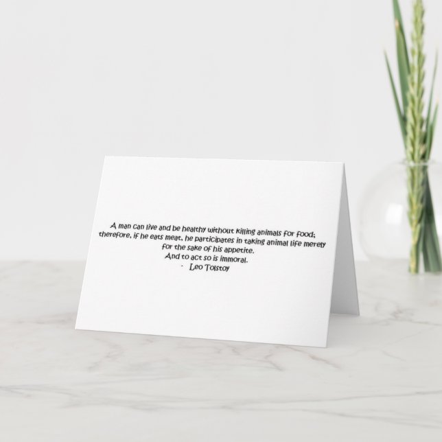 Tolstoy vegetariskt citationstecken kort (Framsida)
