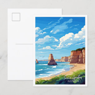 Tolv Apostles Australien Art Travel illustration Vykort