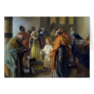 Tolv-år gammala Jesus i tempelet, 1851 Hälsningskort