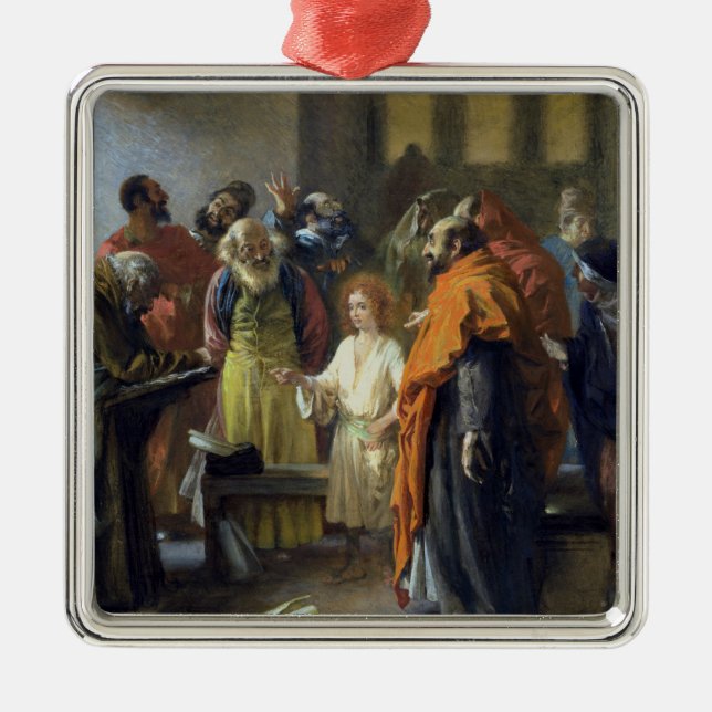 Tolv-år gammala Jesus i tempelet, 1851 Julgransprydnad Metall (Framsidan)