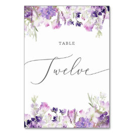 Tolv Bordsnumret Lavender blommigt Bordsnummer