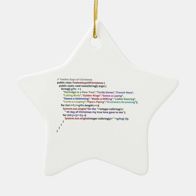 Tolv dagar av jul i Java och pytonorm Julgransprydnad Keramik (Framsidan)