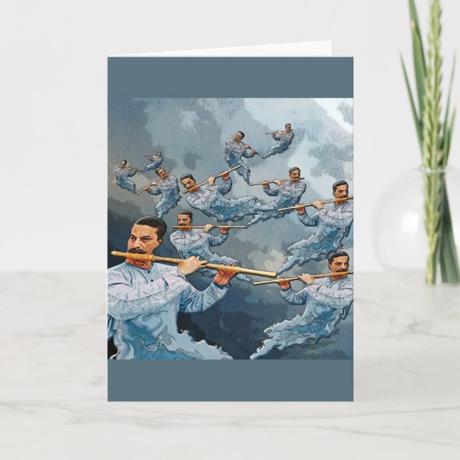 Tolv dagar av jul - leda i rör för elva pipblåsare helgkort (Framsida)