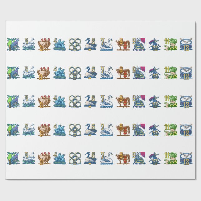 Tolv dagar av jul presentpapper (Platt)